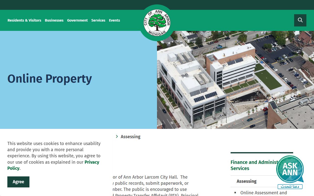 Ann Arbor Assessor's Office page at a2gov.org