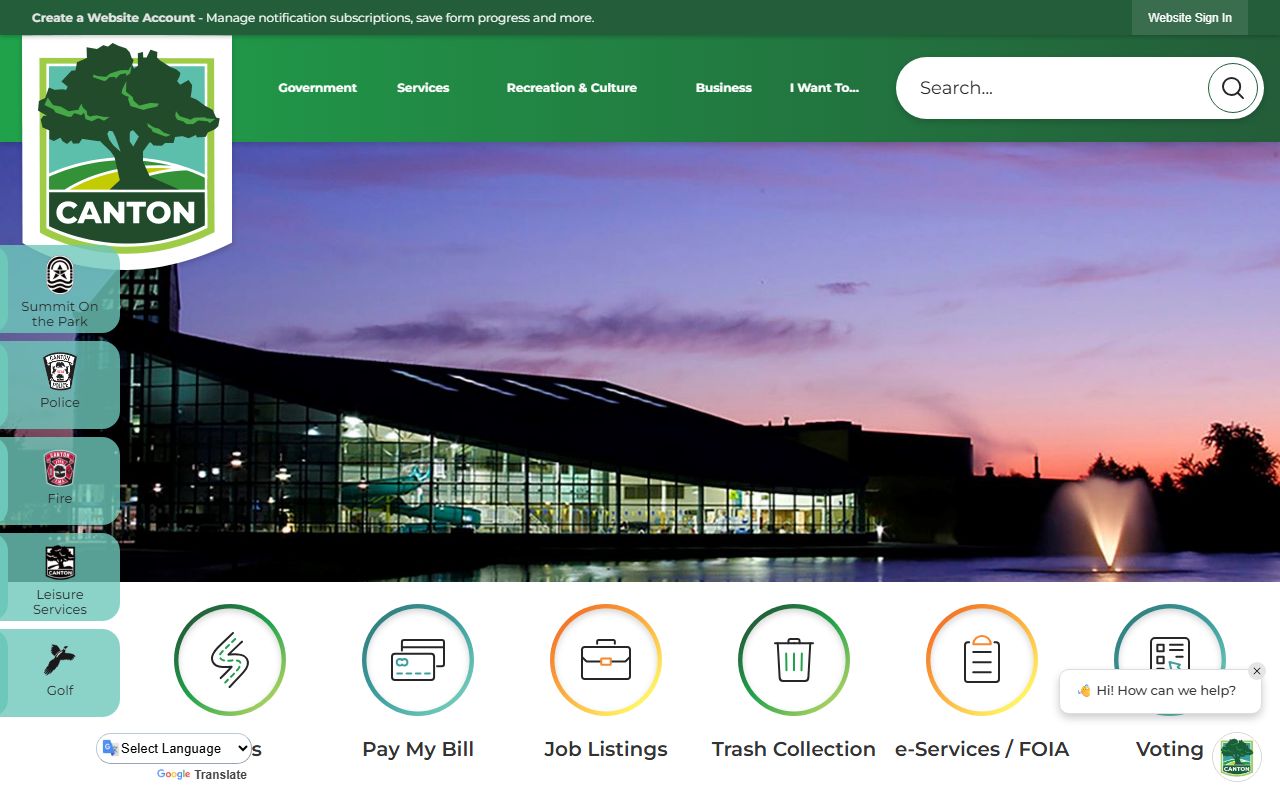 Canton Township quick links for property and permit records