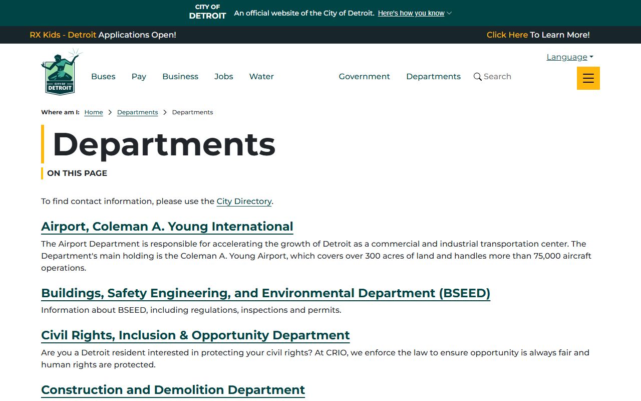 Detroit Assessments and Appeals department page