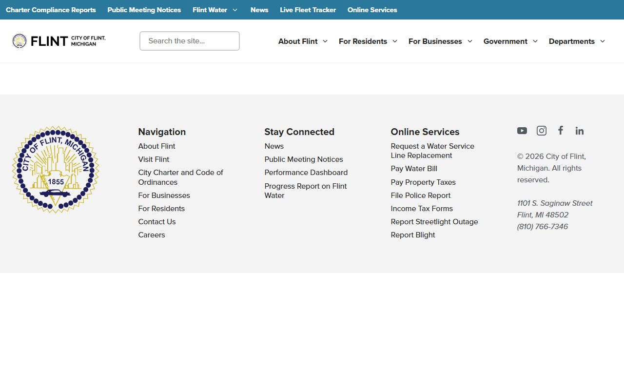 Flint Community Development page for land use records