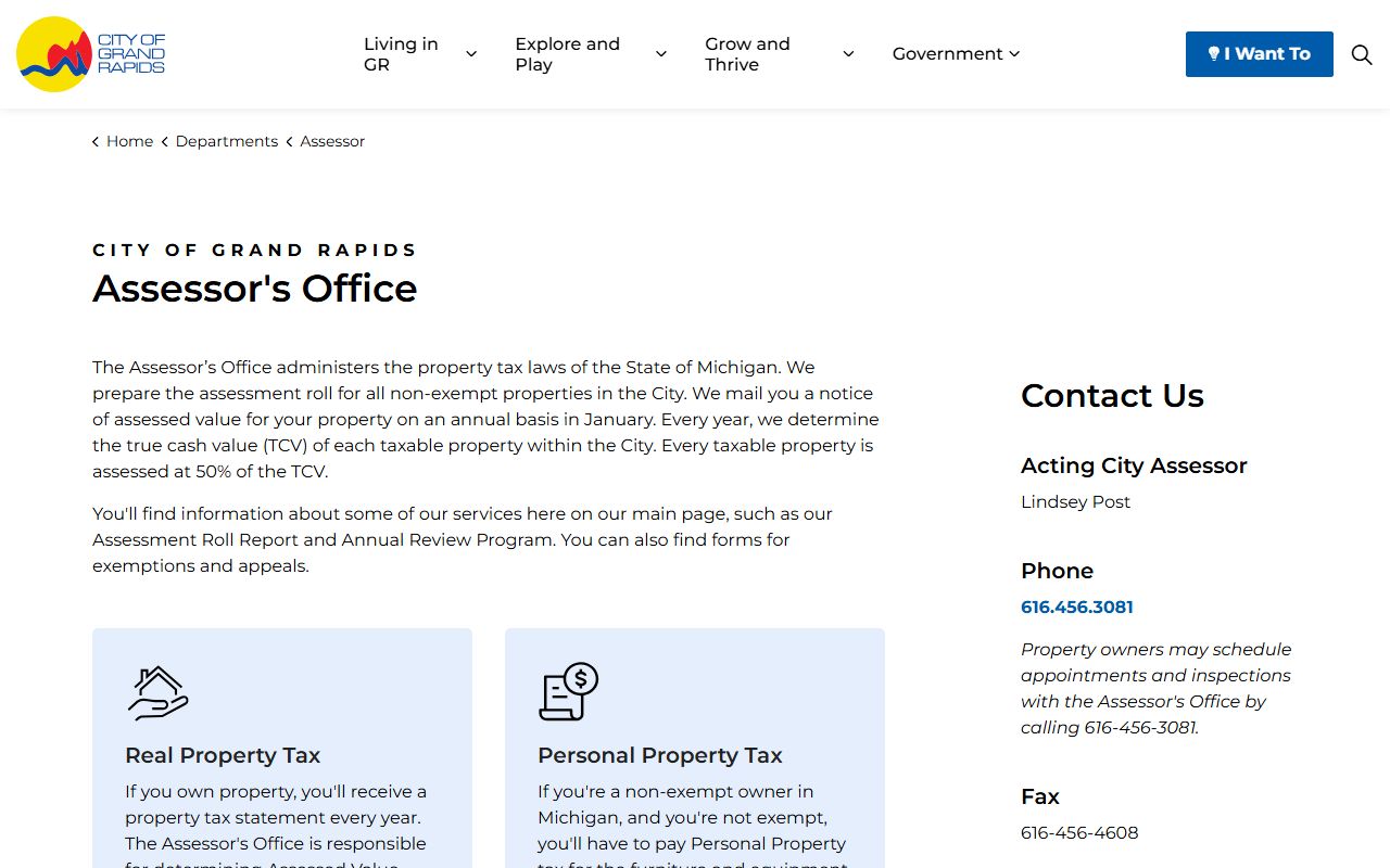 Grand Rapids Assessor's Office page