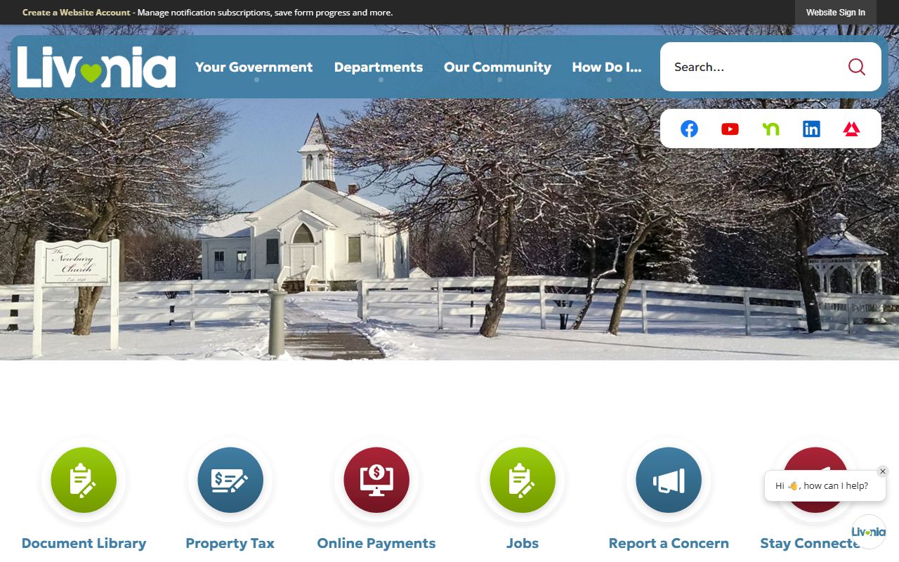 Livonia Michigan city website for property and deed research