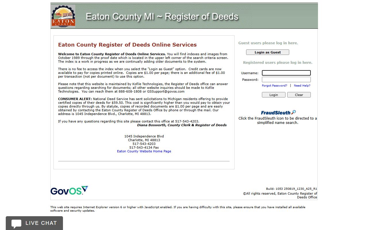 Eaton County Record Fusion online deed records search portal