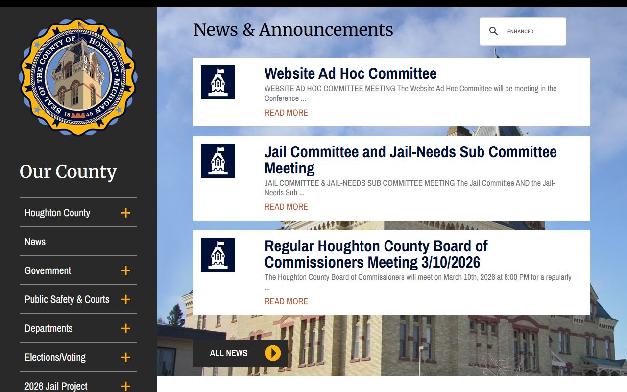 Houghton County official website homepage