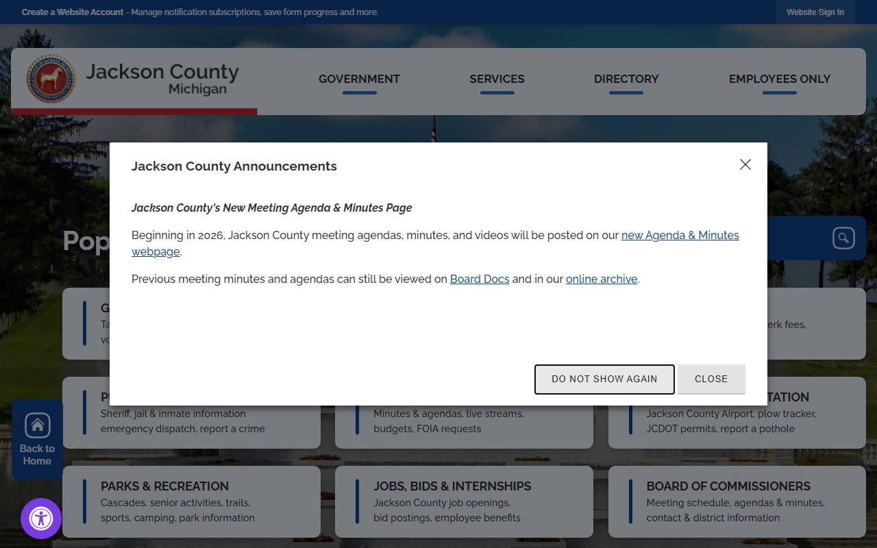 Jackson County Michigan government website