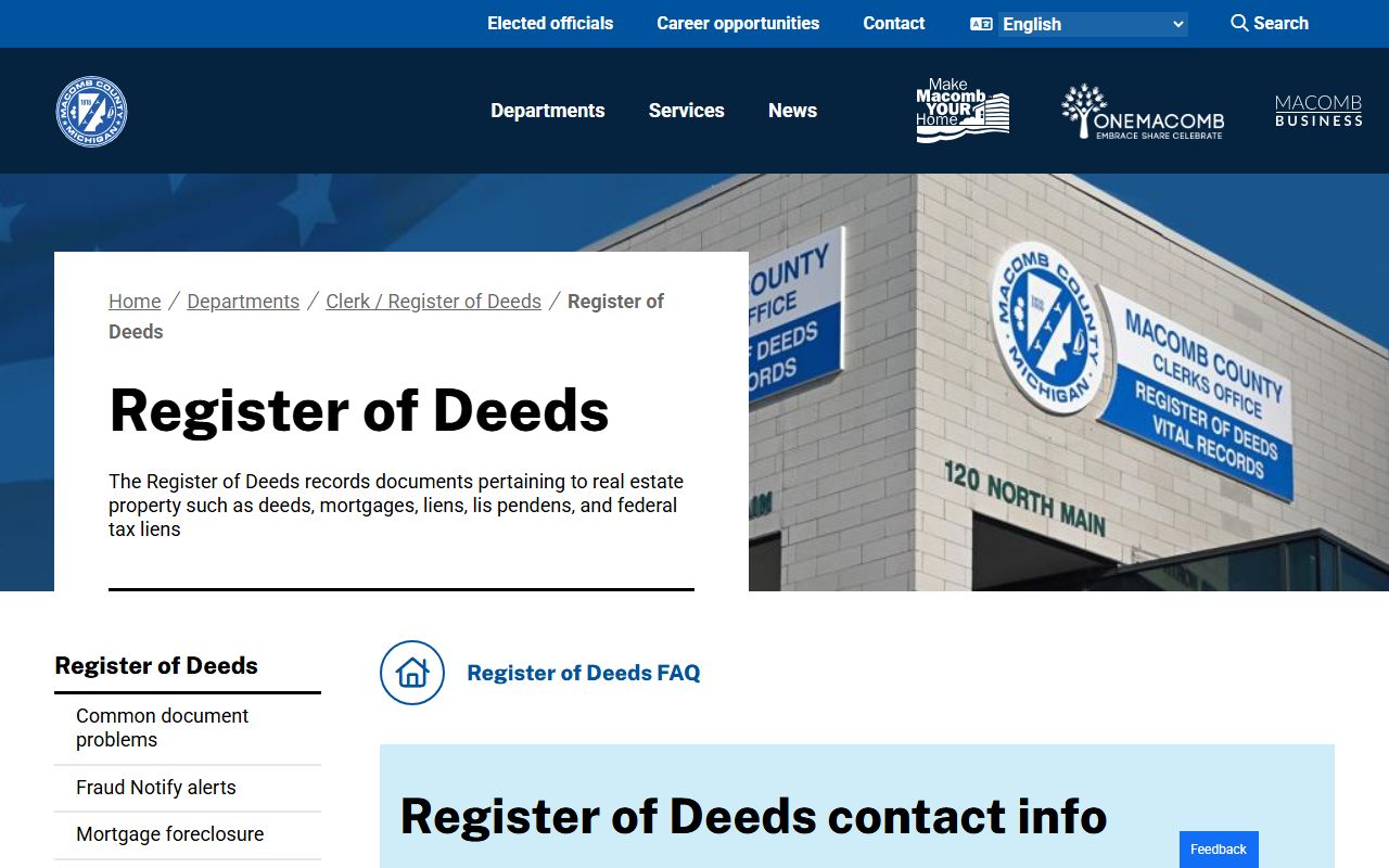 Macomb County Register of Deeds SuperIndex free search portal