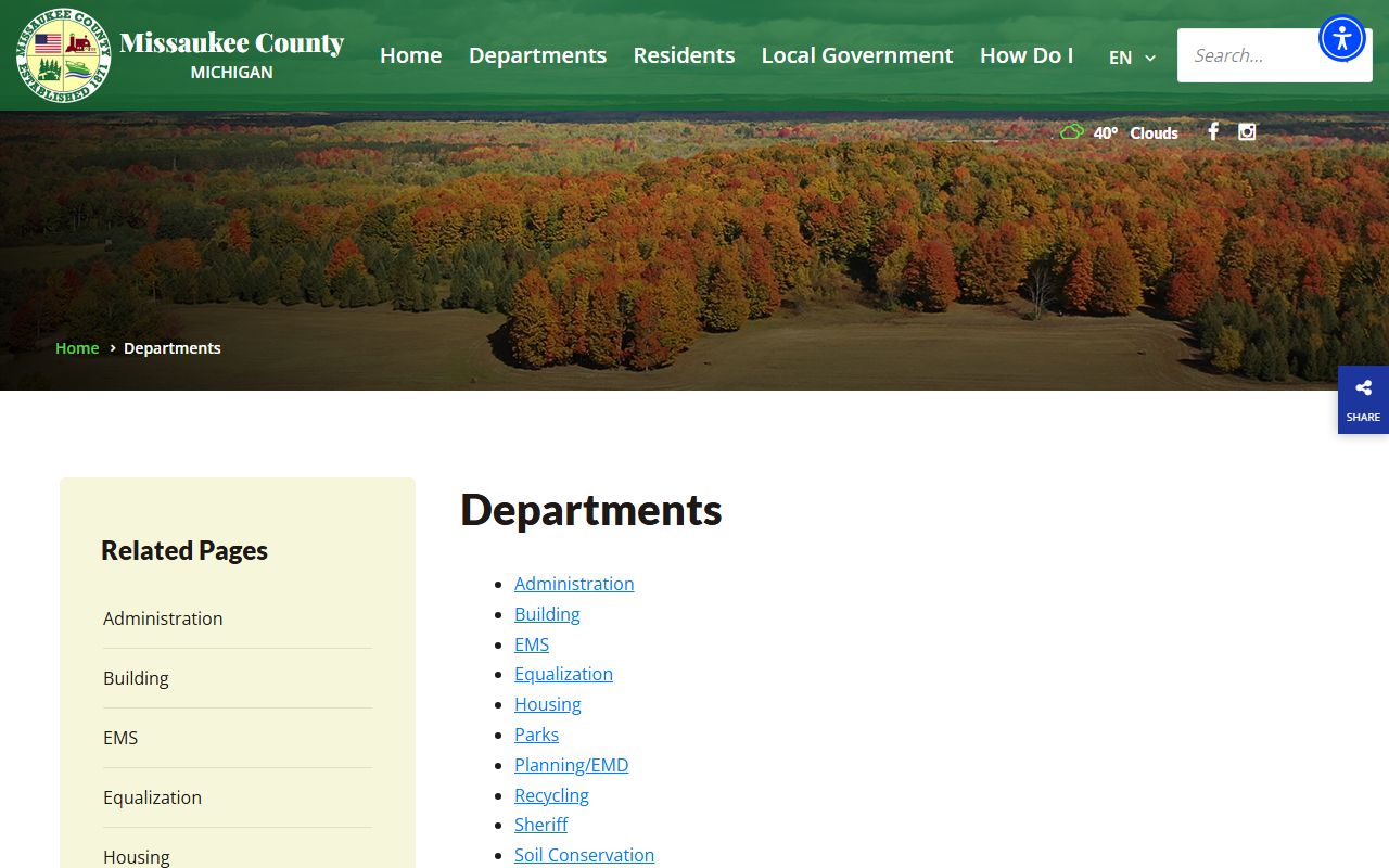 Missaukee County departments page