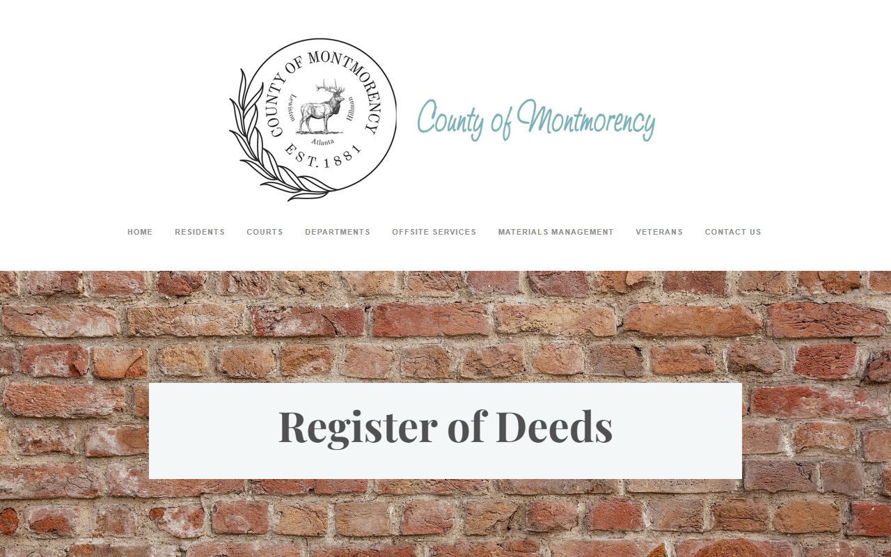 Montmorency County Register of Deeds page at montcounty.org