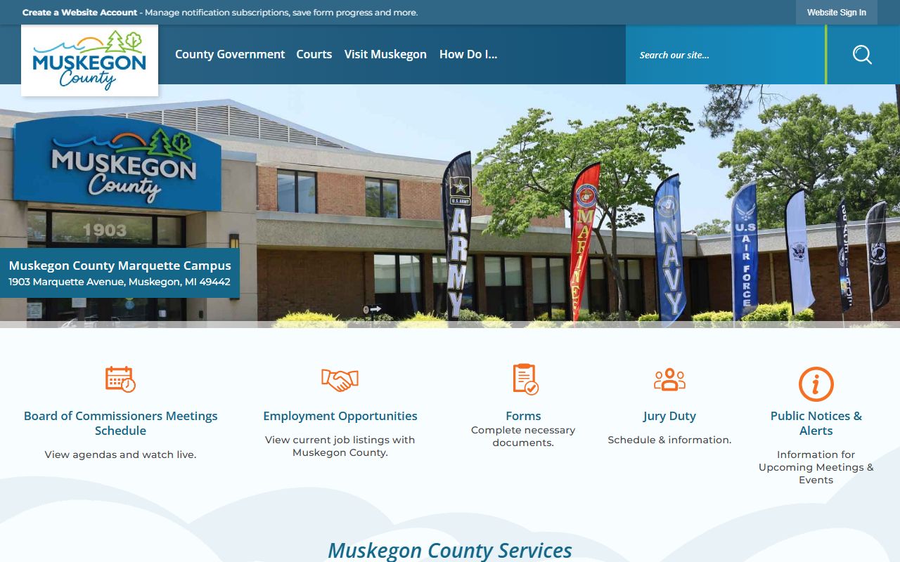 Muskegon County official website with Register of Deeds information