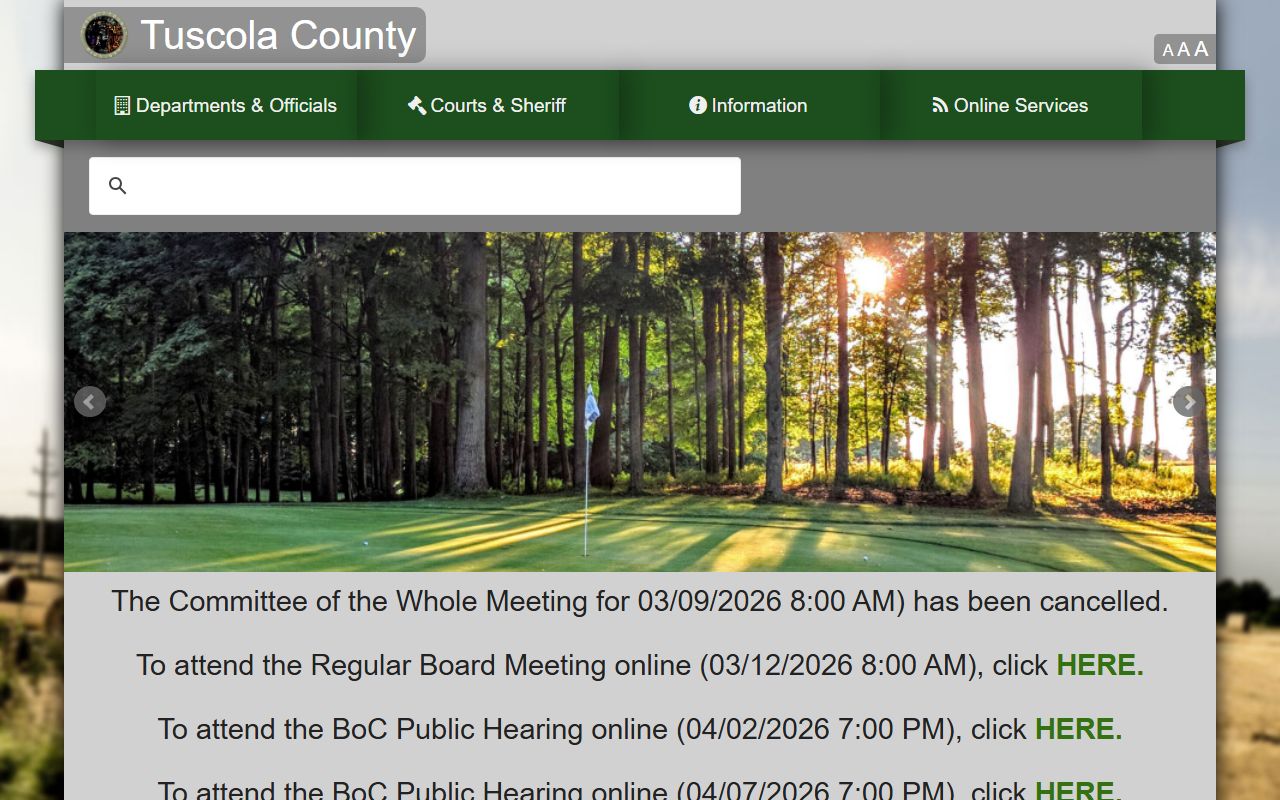 Tuscola County Michigan government website with Register of Deeds